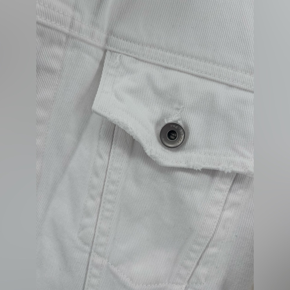 rag and bone White Destroyed denim jacket women Size Xs Oversized - Picture 5 of 13
